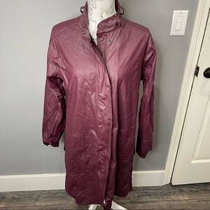 ILSE Jacobsen Hornbaek Raincoat Rain Trench Coat Size 38 Burgundy Purple Large